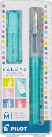 Pilot Kakuno Fountain Pen, Medium - Clear Aqua