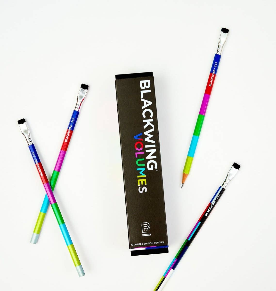 Blackwing Volume 343 Pencil Set of 12 - Extra-firm graphite, Silver ferrule and black eraser