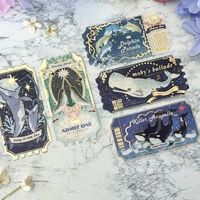 Pegushi - GOLD FOIL Whales Ticket Washi Tape