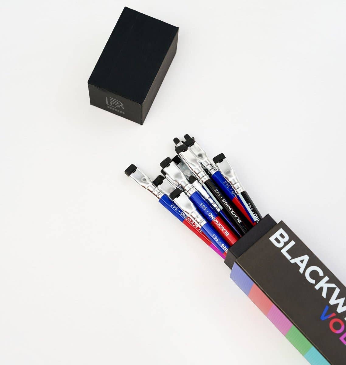 Blackwing Volume 343 Pencil Set of 12 - Extra-firm graphite, Silver ferrule and black eraser