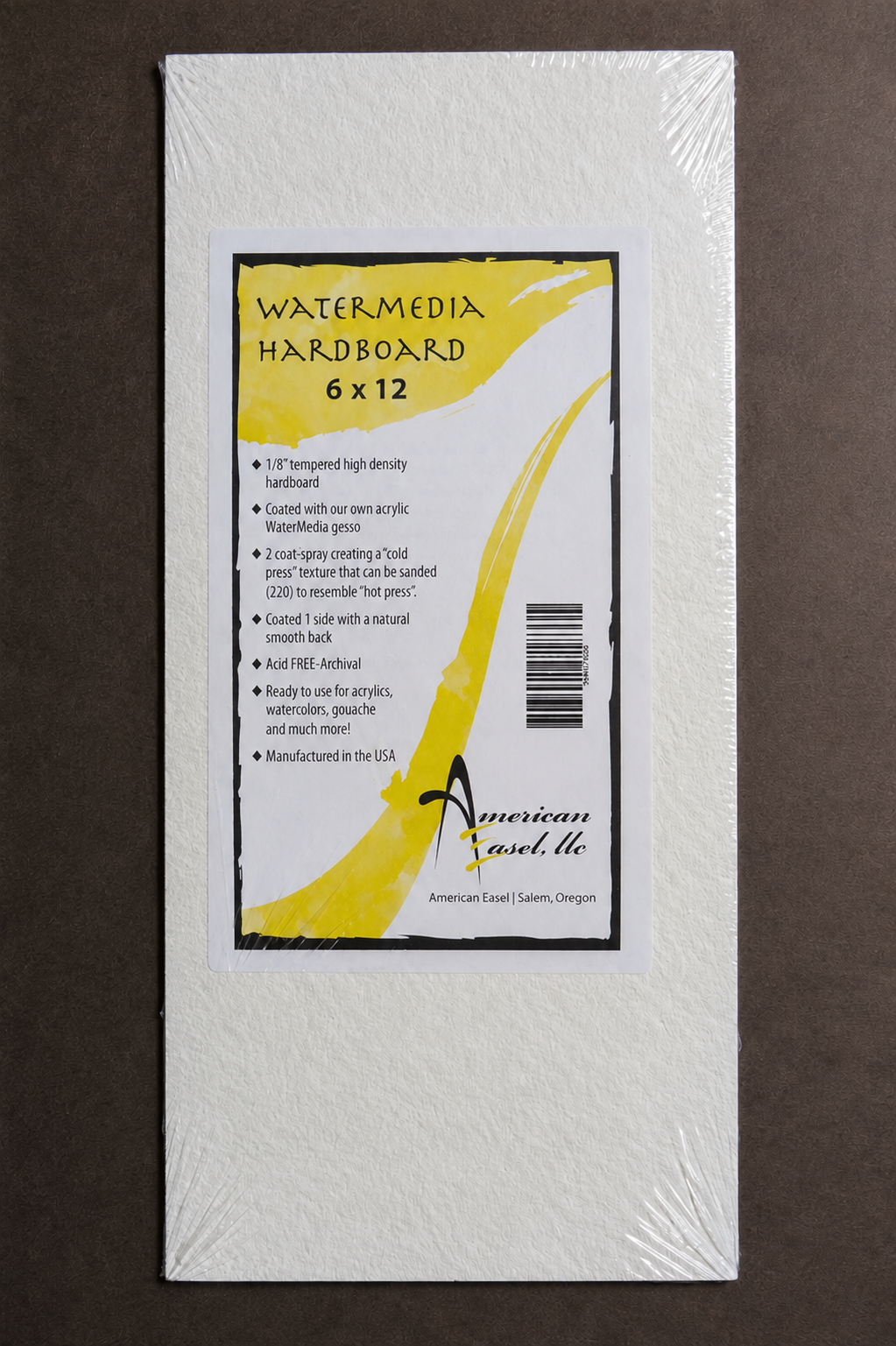 American Easel 1/8" Tempered Hardboard Watermedia Painting Panel 6X12"