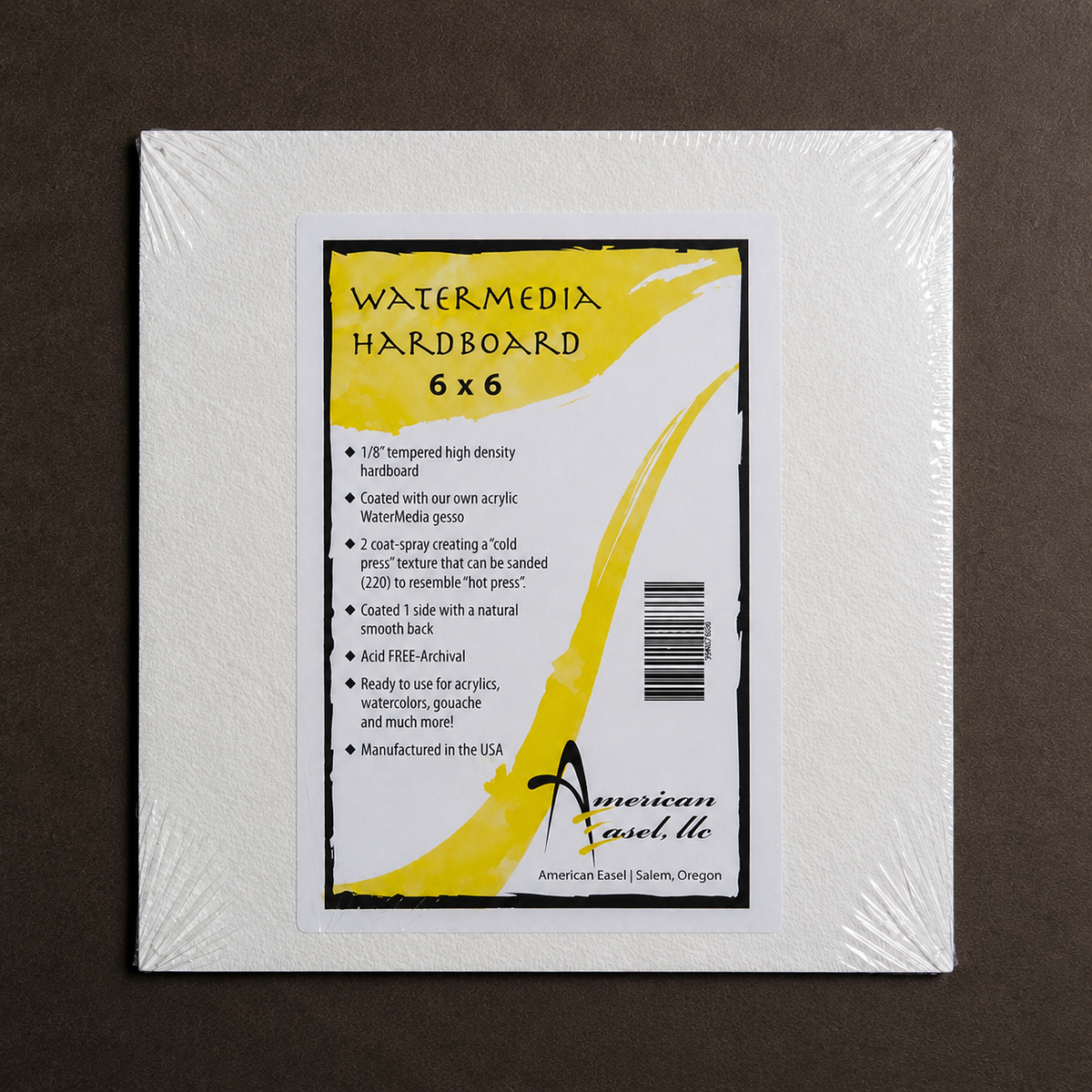 American Easel 1/8" Tempered Hardboard Watermedia Painting Panel 6X6"
