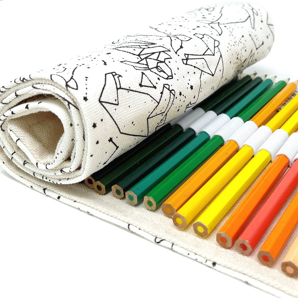 Pencil Wrap Pouch (72 slots) - Vibrant Leaves