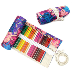 Pencil Wrap Pouch (72 slots) - Vibrant Leaves