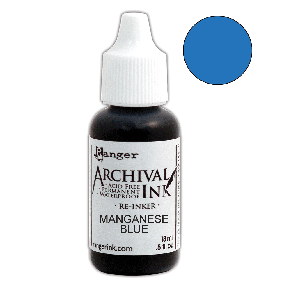 Ranger Archival Pad Reinker .5oz - Manganese Blue