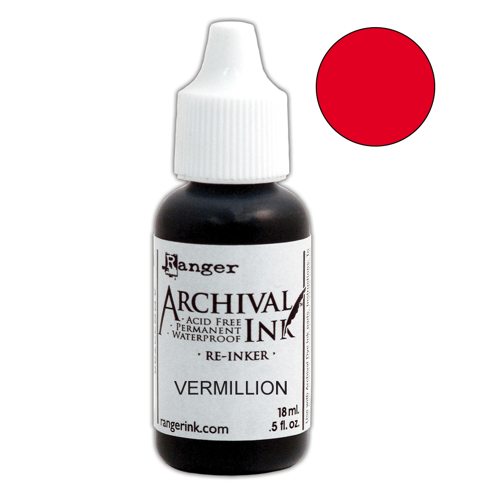 Ranger Archival Pad Reinker .5oz - Vermillion