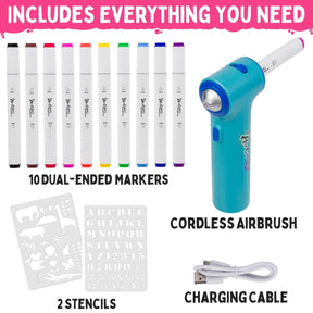 Air Color Airbrush Kit (includes Markers & Stencils) - The Merri Artist - merriartist.com