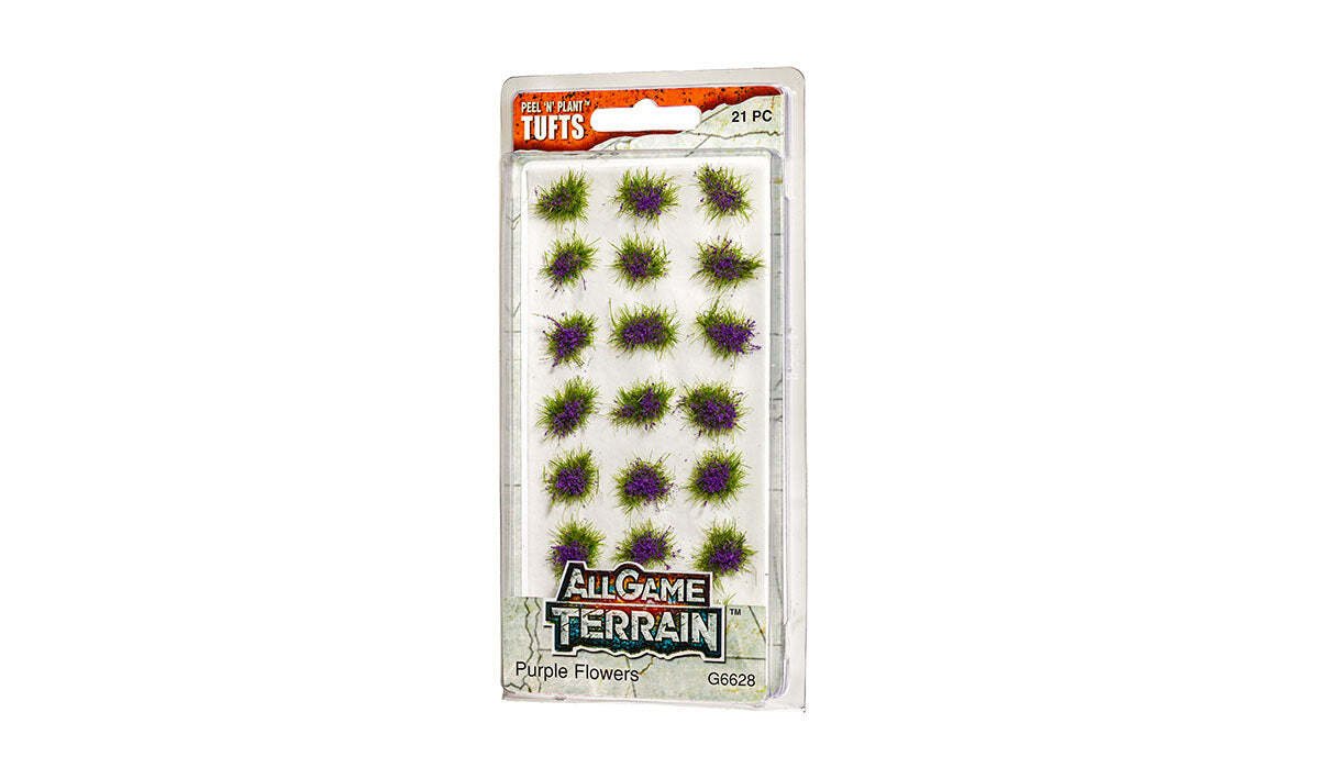 All Game Terrain - Peel 'n' Plant Tufts - Purple Flowers - The Merri Artist - merriartist.com
