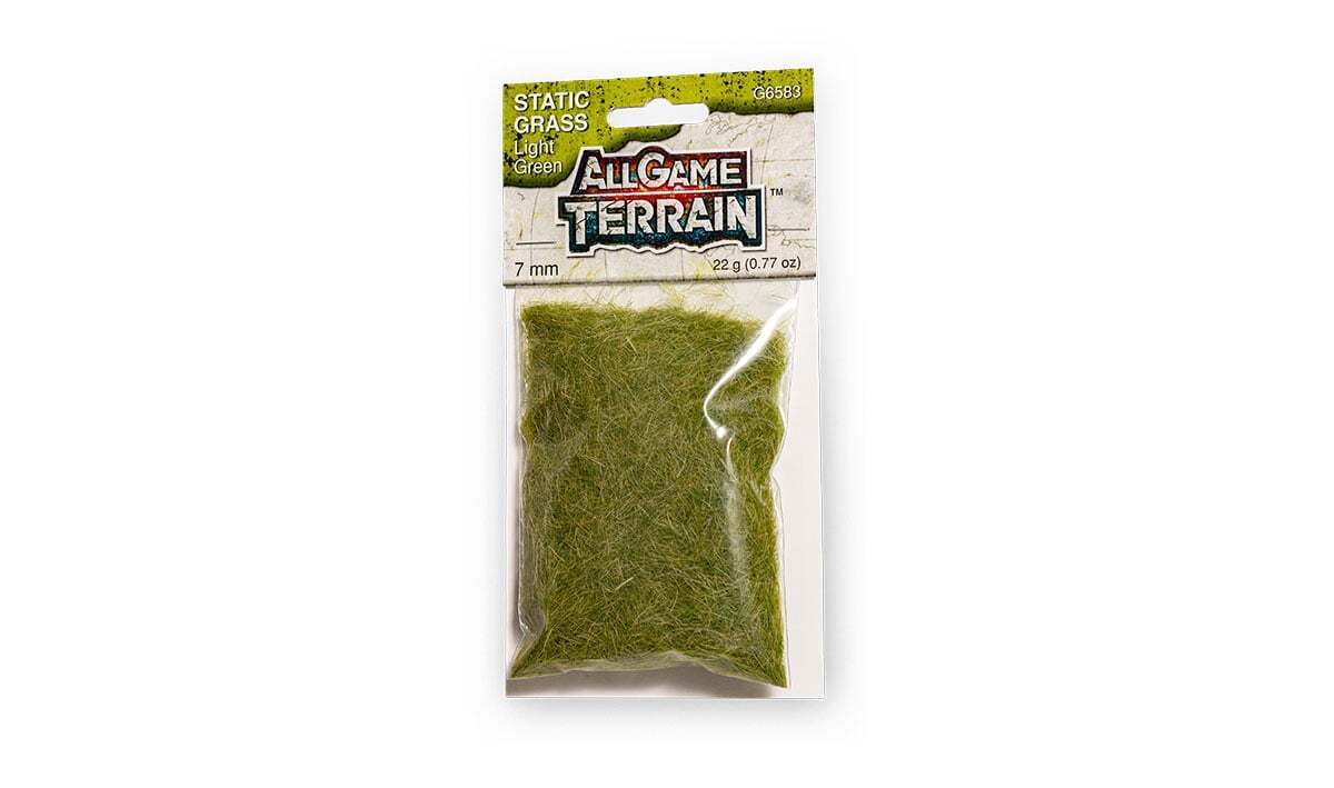 All Game Terrain - Static Grass 28 g (.987 oz) - 7 mm Light Green - The Merri Artist - merriartist.com