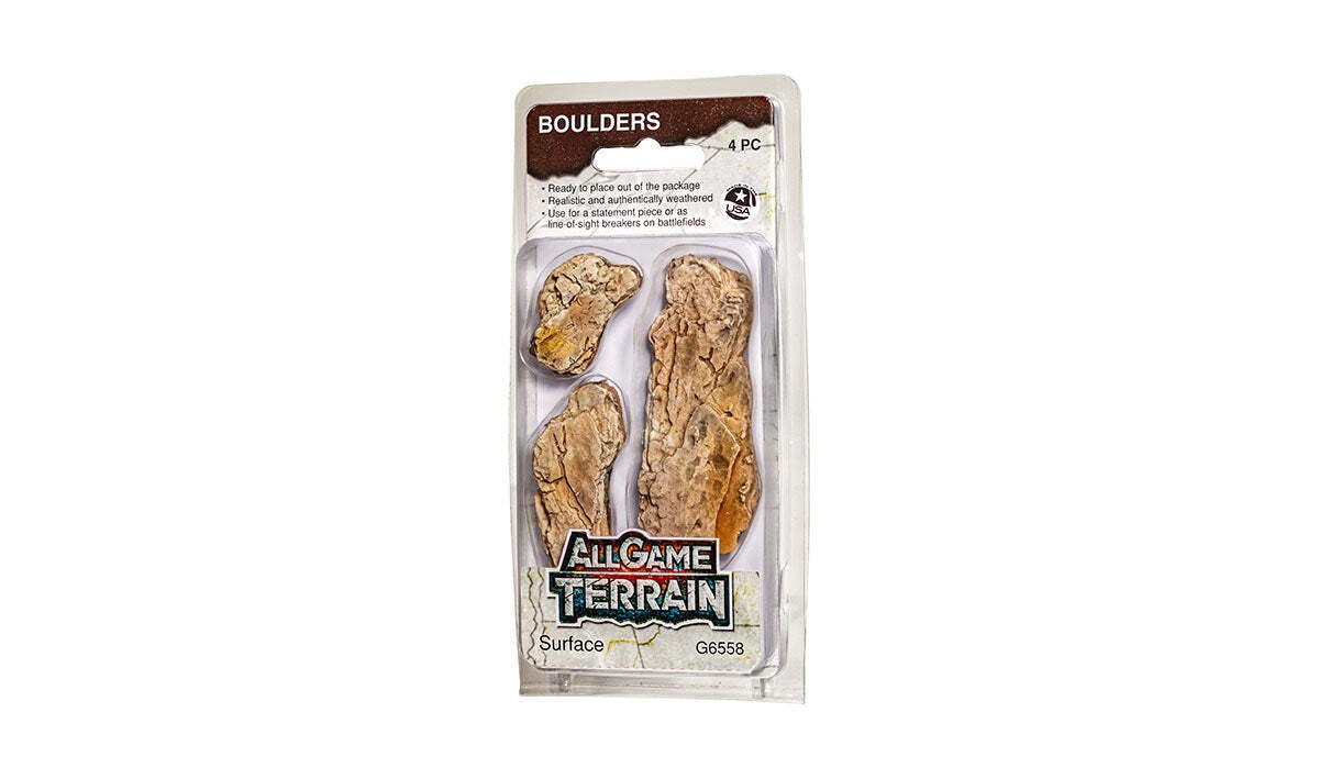 All Game Terrain - Surface Boulders - 4 Pack - The Merri Artist - merriartist.com