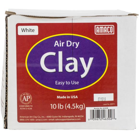 Amaco Air Dry Modeling Clay - White, 10 lbs. - The Merri Artist - merriartist.com