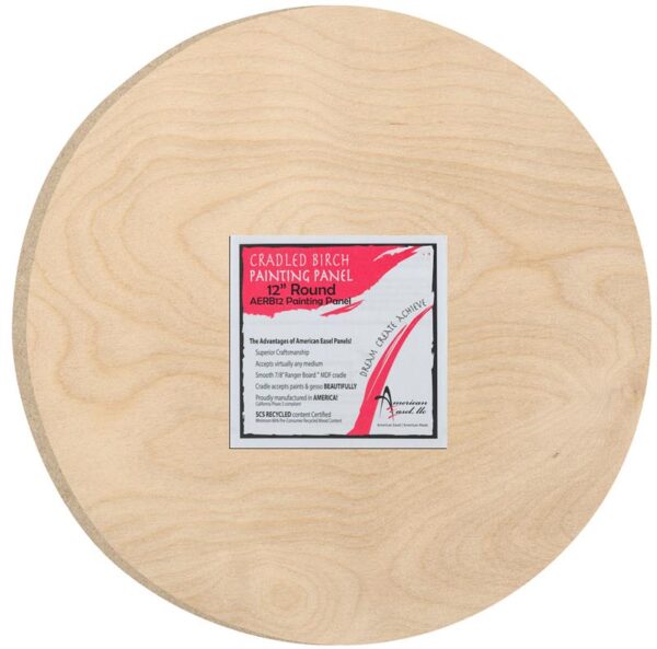 American Easel Cradled Birch Panel - 12 inch - Round - 7/8 inch Deep - The Merri Artist - merriartist.com