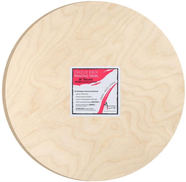 American Easel Cradled Birch Panel - 18 inch - Round - 7/8 inch Deep - The Merri Artist - merriartist.com