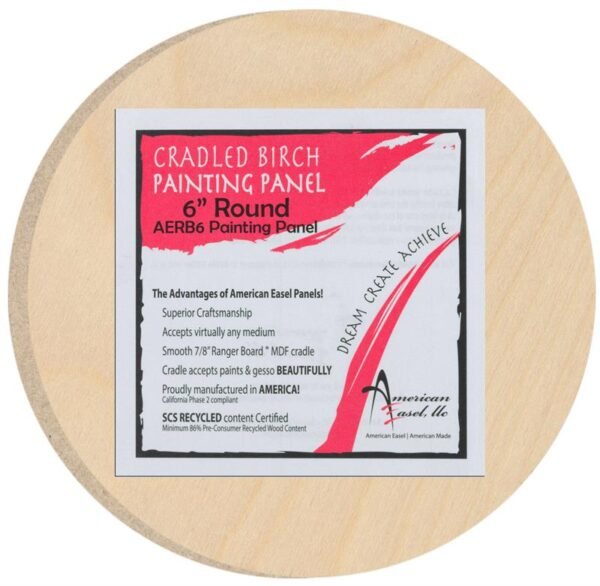 American Easel Cradled Birch Panel - 6 inch - Round - 7/8 inch Deep - The Merri Artist - merriartist.com