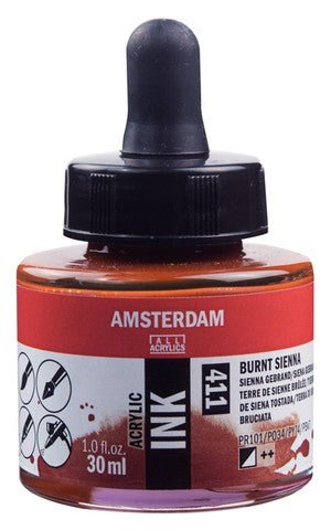 Amsterdam Acrylic Ink - 1 fl oz (30ml) - Burnt Sienna - The Merri Artist - merriartist.com