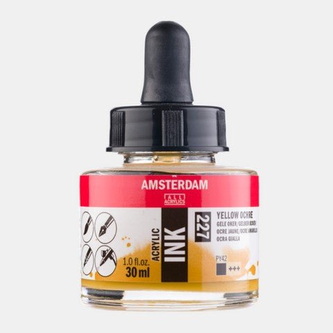 Amsterdam Acrylic Ink - 1 fl oz (30ml) - Yellow Ochre - The Merri Artist - merriartist.com