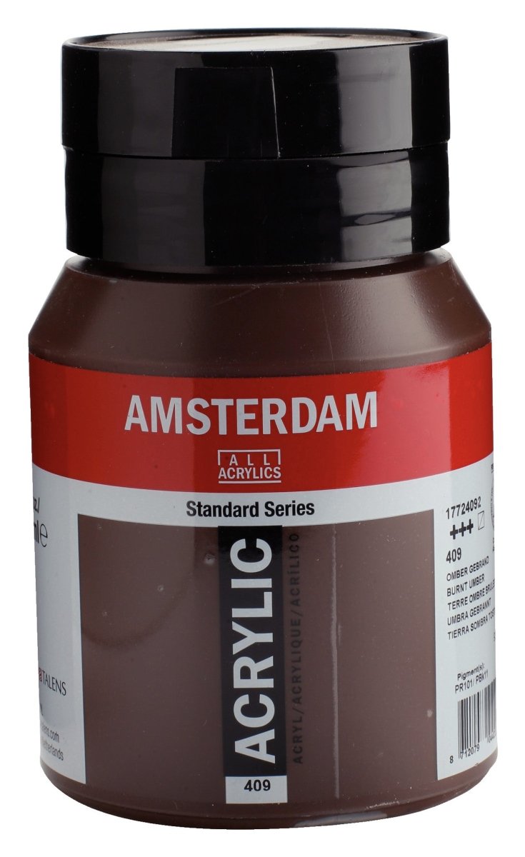 Amsterdam Standard Acrylic Paint 500ml Jar - Burnt Umber - The Merri Artist - merriartist.com