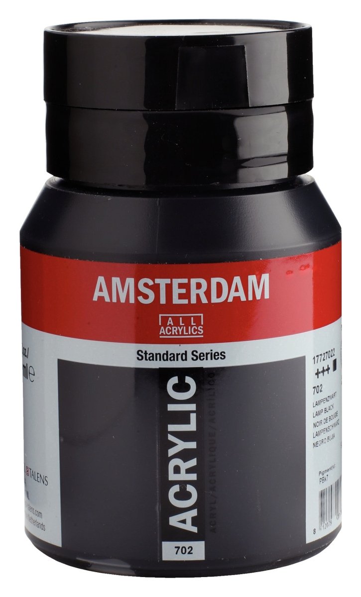 Amsterdam Standard Acrylic Paint 500ml Jar - Lamp Black - The Merri Artist - merriartist.com