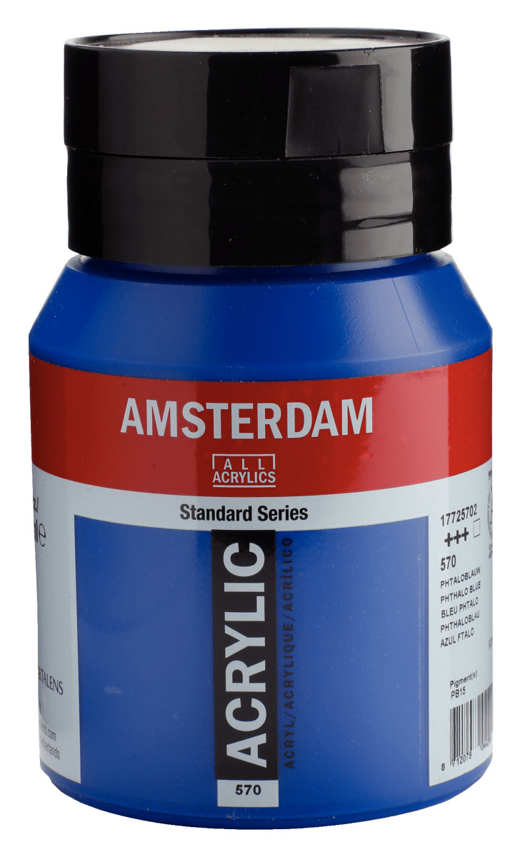 Amsterdam Standard Acrylic Paint 500ml Jar - Phthalo Blue - The Merri Artist - merriartist.com