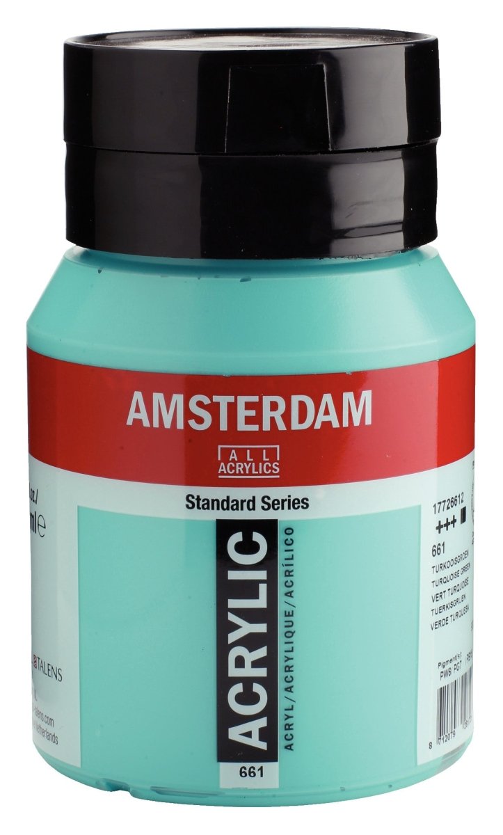 Amsterdam Standard Acrylic Paint 500ml Jar - Turquoise Green - The Merri Artist - merriartist.com
