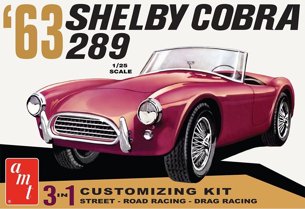 AMT 1/25 Scale 1963 Shelby Cobra 289 Customizing Car (3 in 1) Plastic Scale Model - The Merri Artist - merriartist.com