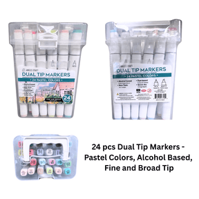 Angels Craft Dual Tip Alcohol Ink Markers - 24 Color Set - Pastel Colors - The Merri Artist - merriartist.com
