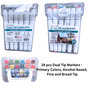 Angels Craft - Dual Tip Primary Markers 24 pcs - Alcohol Based - The Merri Artist - merriartist.com