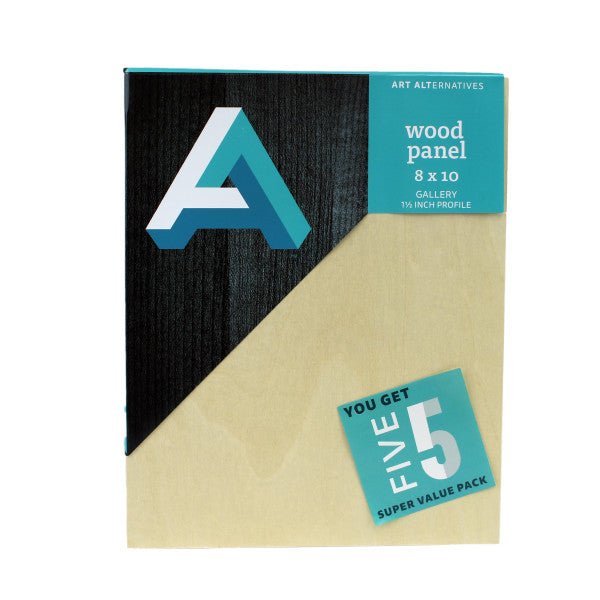 Art Alternatives Cradled Studio Birch Panel 3/4 inch Deep 8X10 - Value Pack of 5 - The Merri Artist - merriartist.com