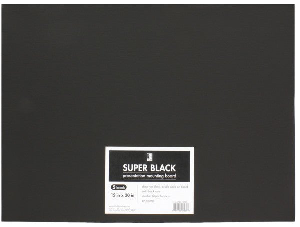 Art Alternatives Super Black Presentation & Mounting Board 15x20 inch - 5 Pack - The Merri Artist - merriartist.com