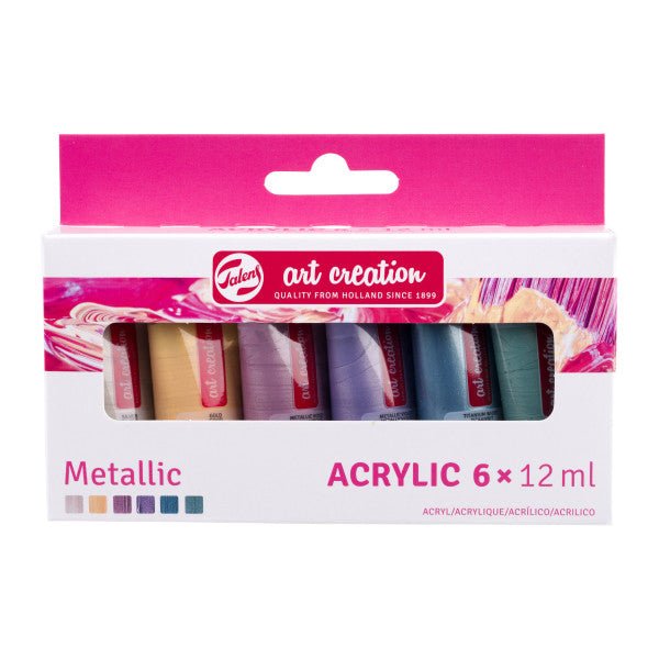 Art Creation Acrylic Paint 6 Color Set - 12 ml Tubes - Metallic Colors - The Merri Artist - merriartist.com