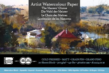 Baohong - The Masters Choice - Watercolor Paper Block - 20 sheets 18.11" x 24.01" - 140 lb Cold Press - The Merri Artist - merriartist.com
