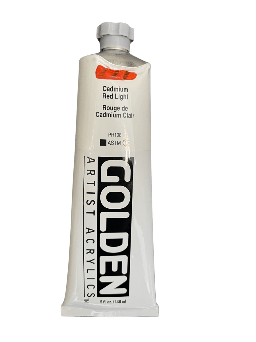 Bargain Basement - Damaged Golden Heavy Body Acrylic Cadmium Red Light 5 oz - The Merri Artist - merriartist.com