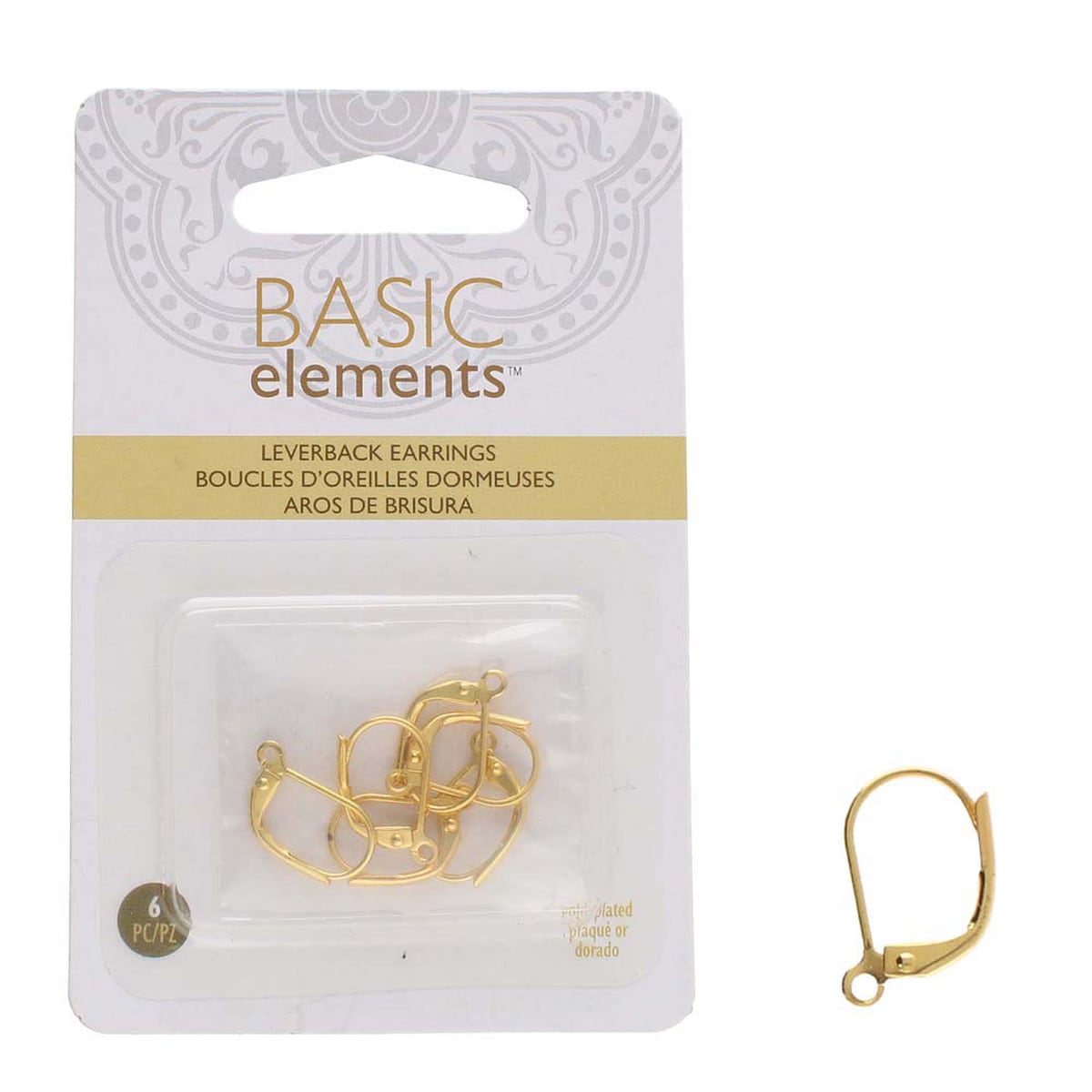 Basic Elements Earrings - 0.76 mm Gold Plated Leverbacks - Pack of 6 - The Merri Artist - merriartist.com