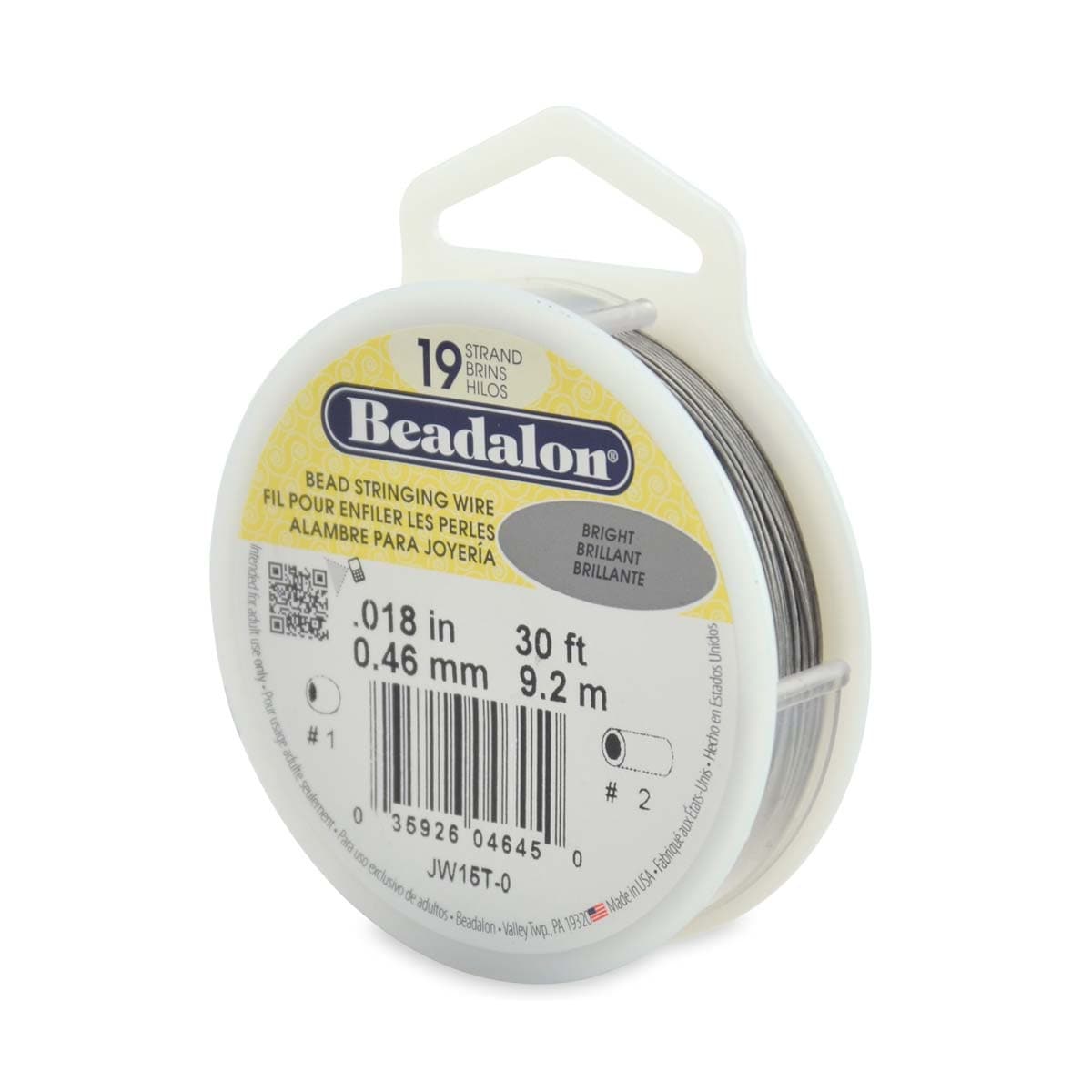 Beadalon 19 Strand .018 Bead Stringing Wire - Bright - 30 feet - The Merri Artist - merriartist.com