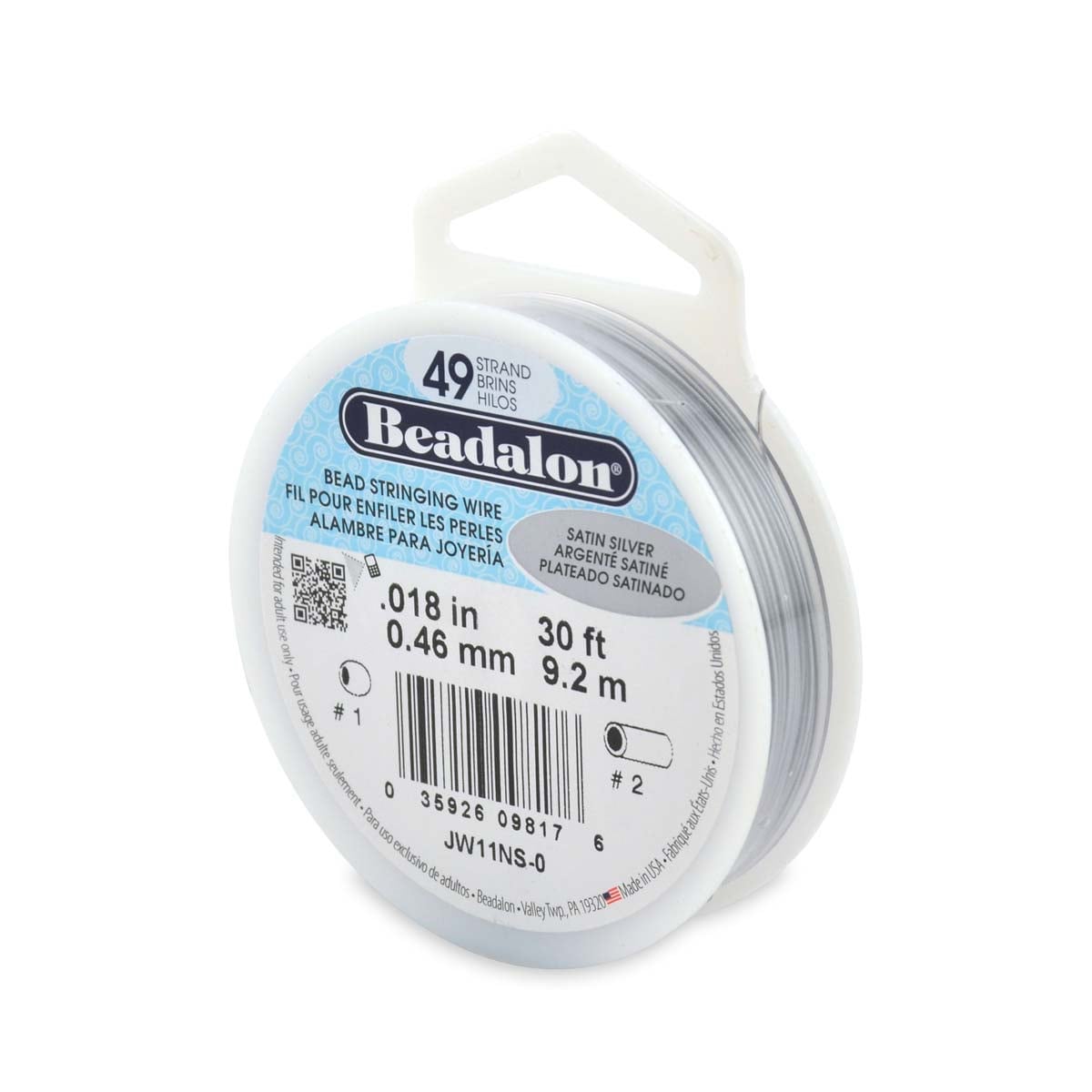 Beadalon 49 Strand .018 Bead Stringing Wire - Silver - 30 feet - The Merri Artist - merriartist.com