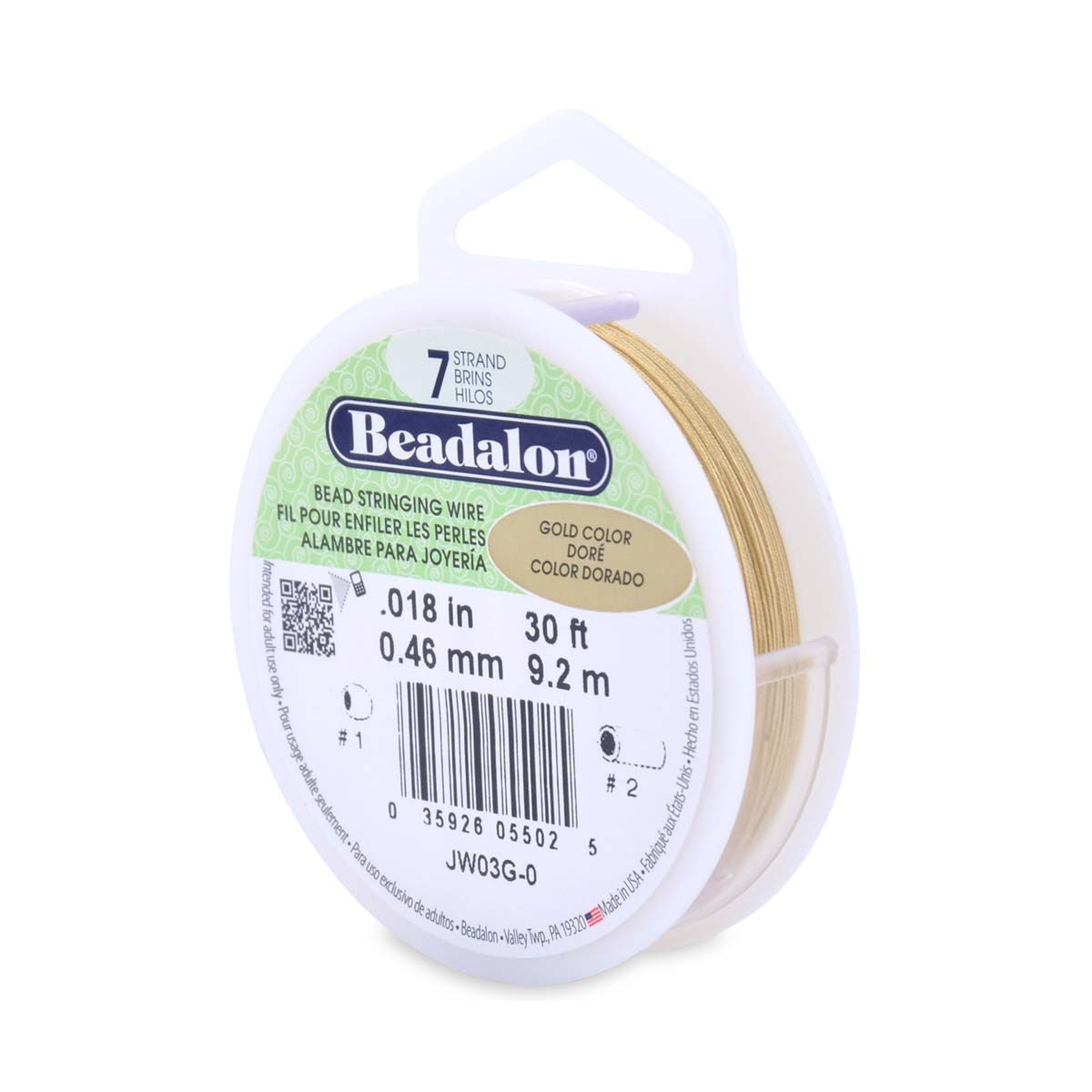 Beadalon 7 Strand .018 Bead Stringing Wire - Gold - 30 feet - The Merri Artist - merriartist.com