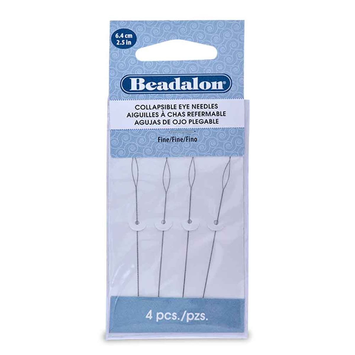 Beadalon Collapsible Eye Needles 2.5 inch (6.4 CM) - Fine - Pack of 4 - The Merri Artist - merriartist.com