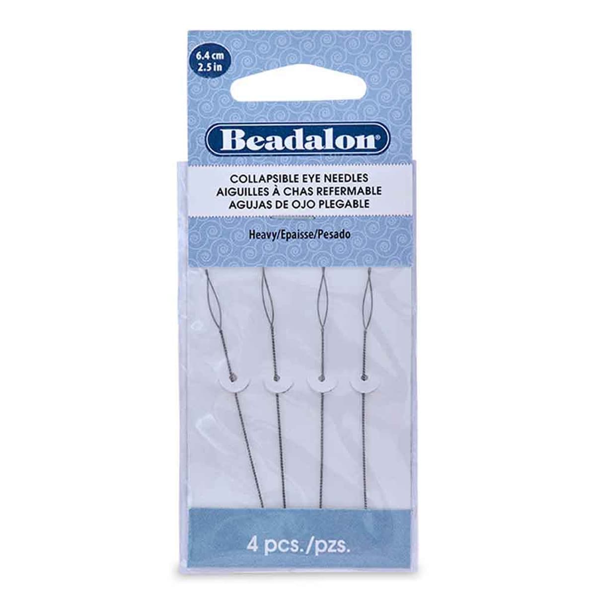Beadalon Collapsible Eye Needles 2.5 inch (6.4 CM) - Heavy - Pack of 4 - The Merri Artist - merriartist.com