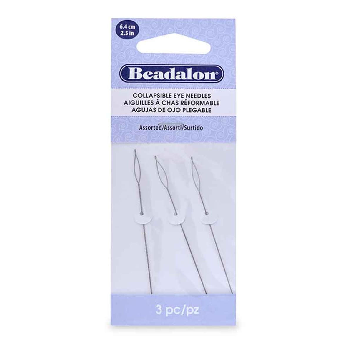 Beadalon Collapsible Eye Needles - 2.5 inch (6.4 CM) - Pack of 3 assorted - The Merri Artist - merriartist.com