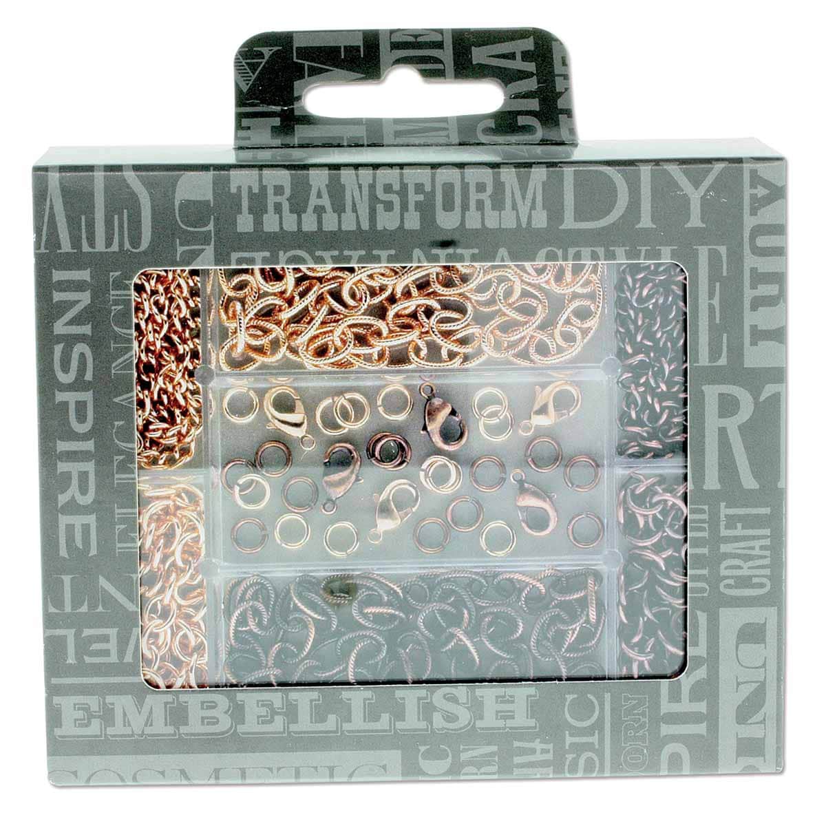 Beadsmith Anitique Copper & Copper Chain Kit (6 Chains, 6 Clasps, 24 Jump Rings) - The Merri Artist - merriartist.com