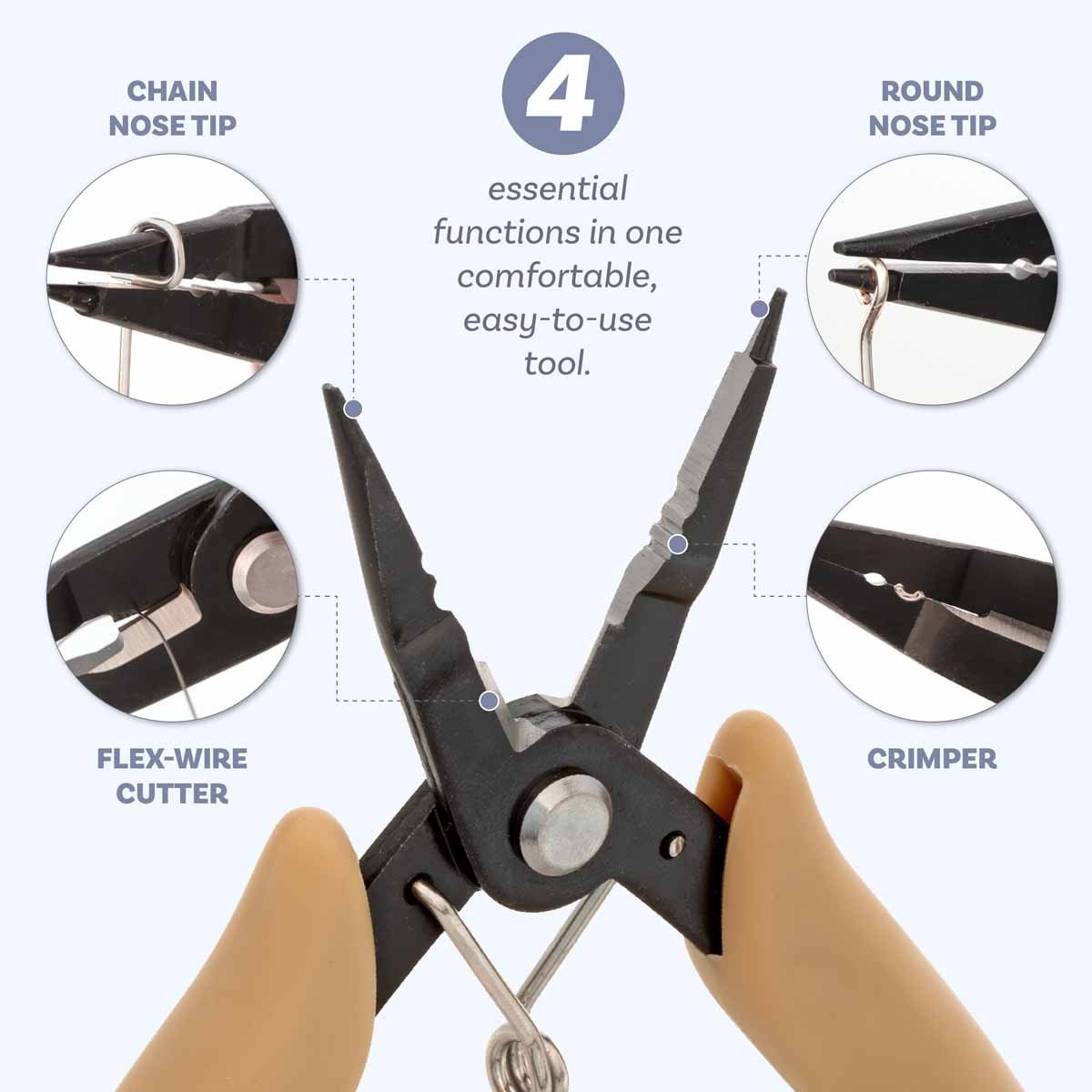 Beadsmith Beader's All - in - One Pliers : Round nose, chain nose, Crimper & Cutter - The Merri Artist - merriartist.com