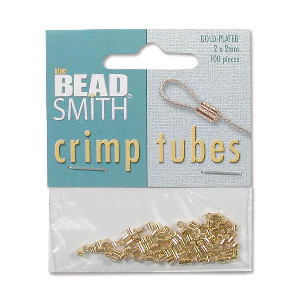Beadsmith Crimp Tubes 2X2 mm - Gold Plated - Approx. 100 - The Merri Artist - merriartist.com