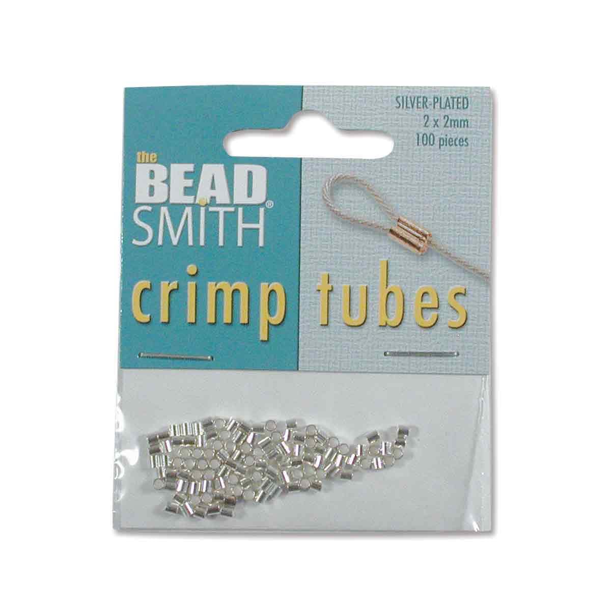 Beadsmith Crimp Tubes 2X2 mm - Silver Plated - 100 Pack - The Merri Artist - merriartist.com