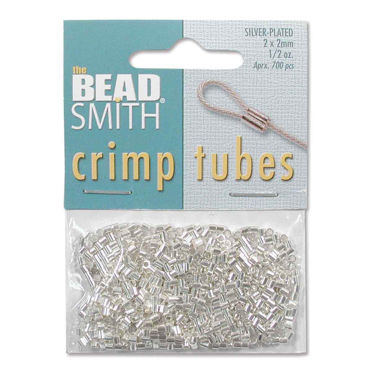 Beadsmith Crimp Tubes 2X2 mm - Silver Plated - 1/2 oz. (approx. 400) - The Merri Artist - merriartist.com