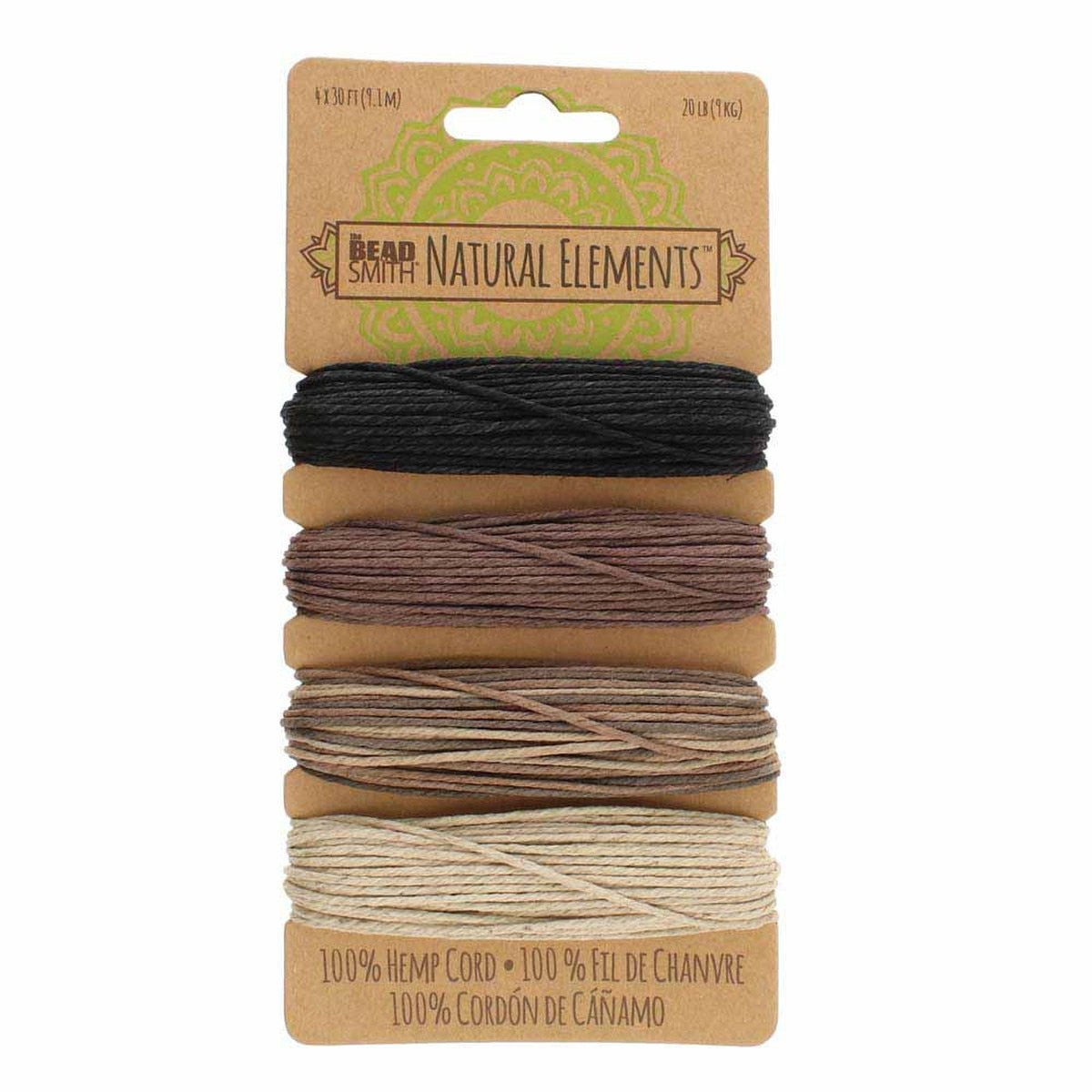 Beadsmith Hemp Cord - 1.0 mm 20 lb. test - 4 Natural Colors - approx. 30 feet - The Merri Artist - merriartist.com