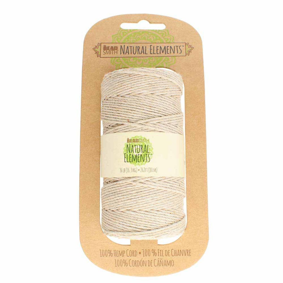 Beadsmith Natural Elements Hemp Cord - Natural, 100 gram, 36 lb. test, approx 262 feet - The Merri Artist - merriartist.com