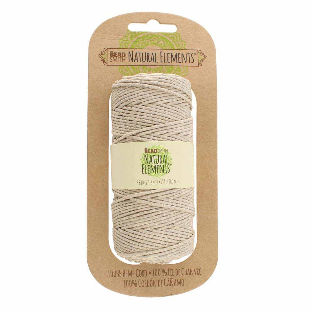 Beadsmith Natural Elements Hemp Cord - Natural, 2mm, 48 lb. test - approx. 197 feet - The Merri Artist - merriartist.com