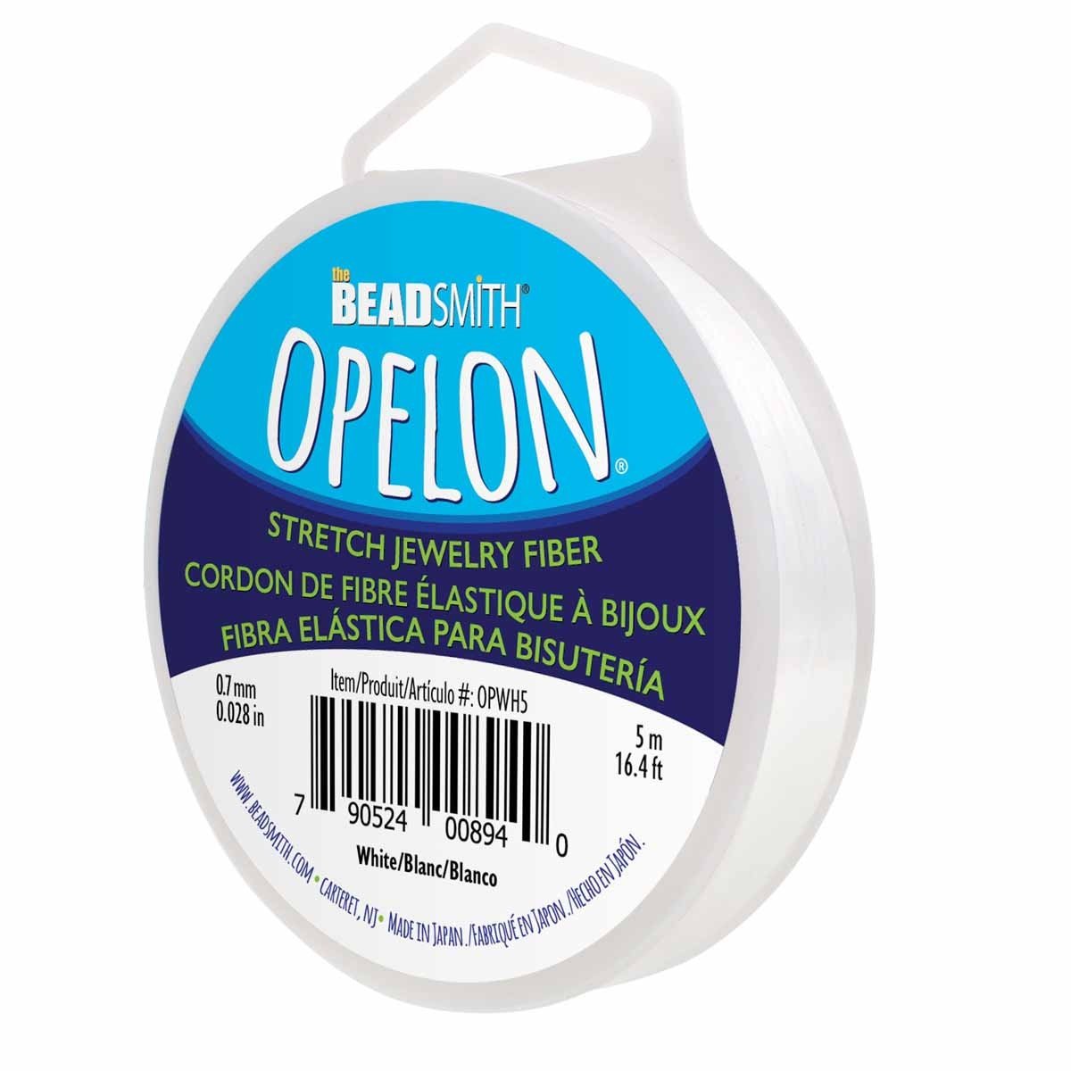 Beadsmith Opelon Stretch Jewelry Fiber .7mm, 5 meter Roll - White - The Merri Artist - merriartist.com