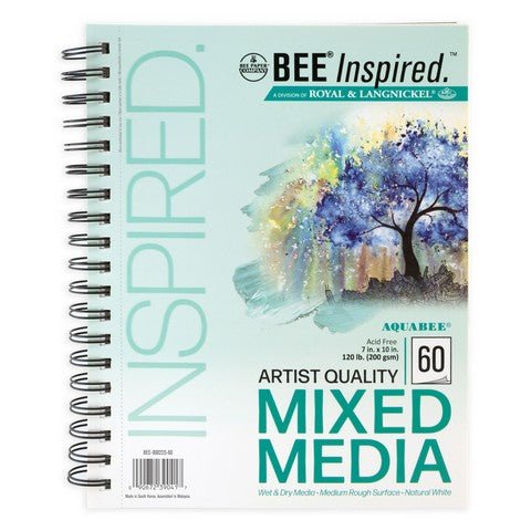 Bee Inspired Mixed Media 185gsm (114lb) - 7"X10" Spiral Bound Pad - The Merri Artist - merriartist.com