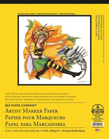 Bee Paper 11x14 inch 110 lb. (180 gsm) Acid Free Artist Marker 30 Sheet Tape Bound Pad - The Merri Artist - merriartist.com